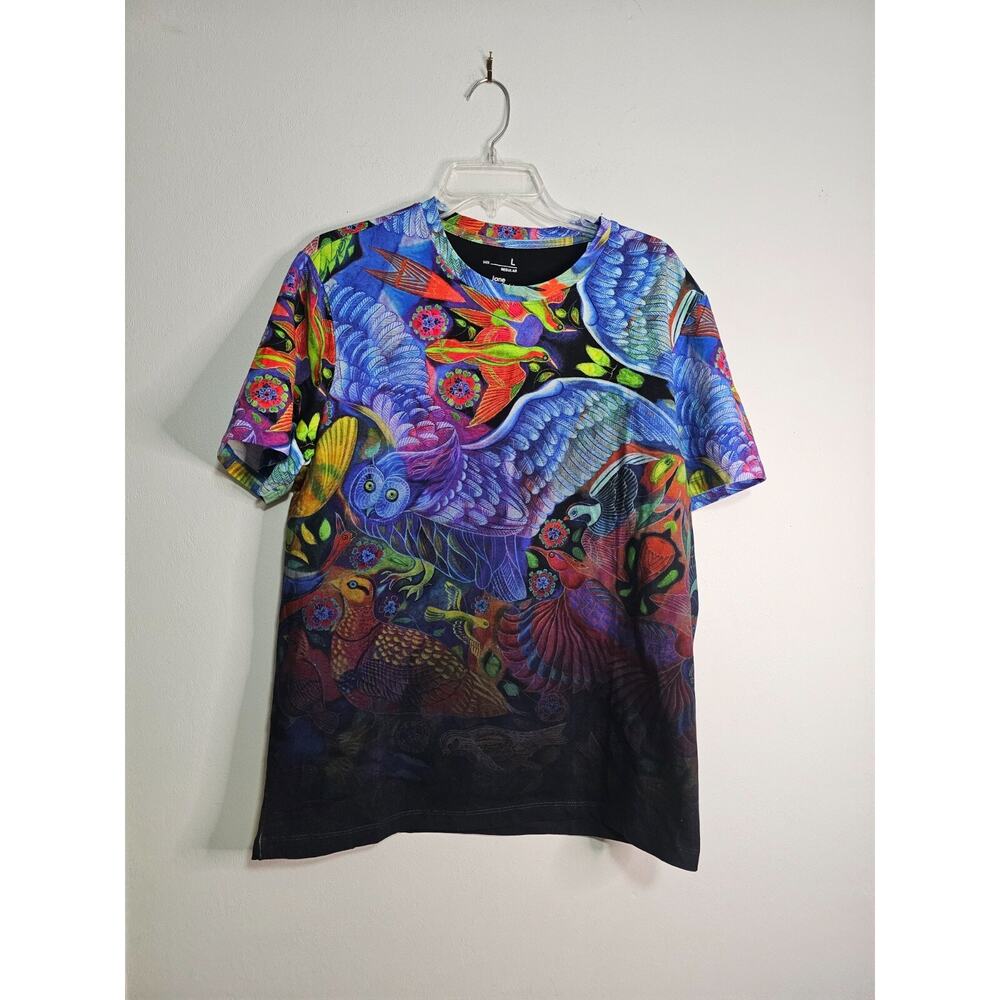 Jane Tattersfield X MEDICINE Art Deco Birds Logo Men's Sz Large T Shirt Colorful